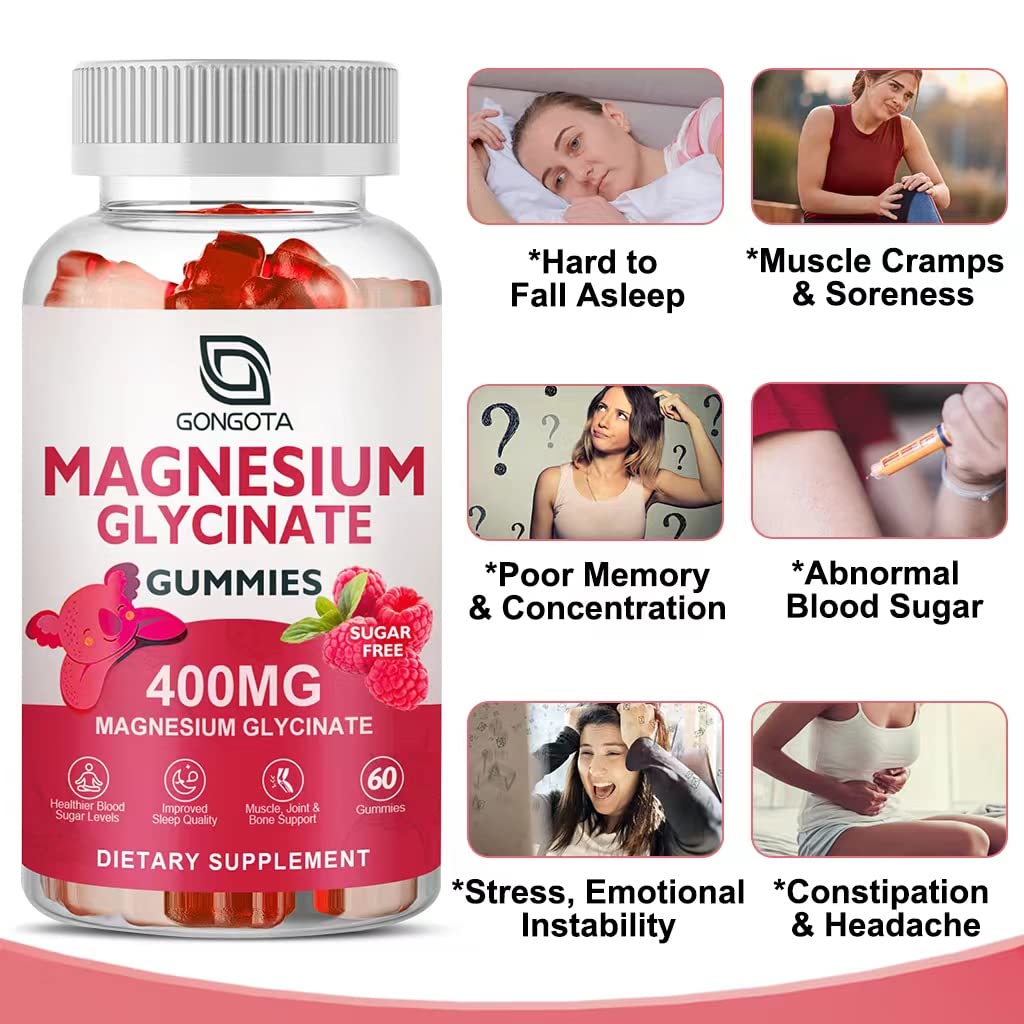 GONGOTA Gummies de Magnésium Glycinate 400 mg, prise de gummies avec un verre d'eau