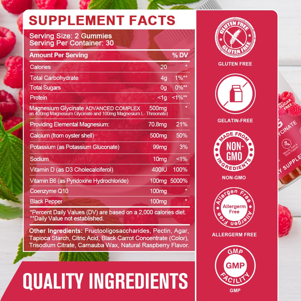 GONGOTA Gummies de Magnésium Glycinate 400 mg, vue arrière