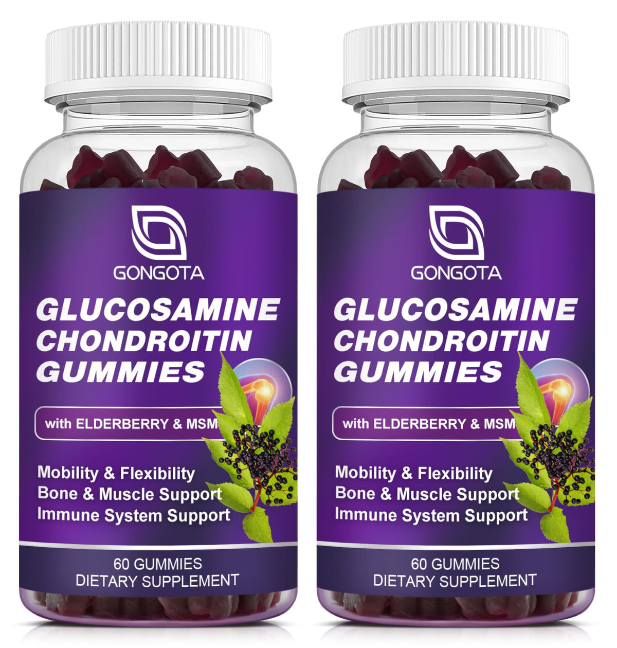 GONGOTA Gummies Glucosamine Chondroitin paquet avant avec 120 gummies