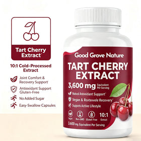 Good Grove Nature Extrait de Cerise Acide 60 capsules ouvertes pour montrer le contenu
