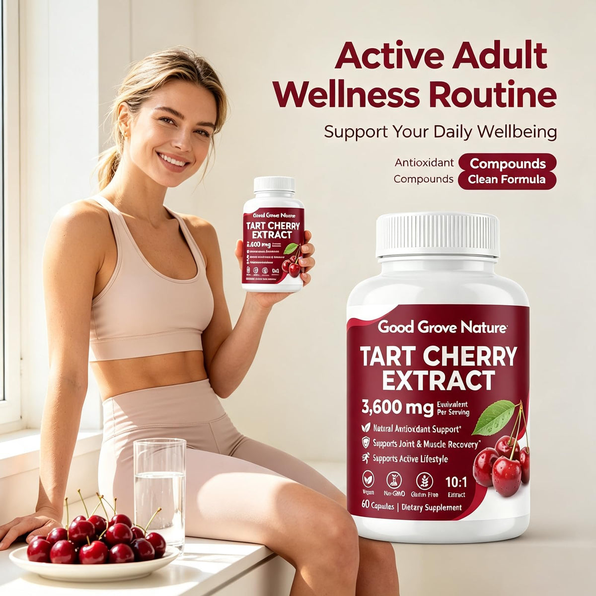 Good Grove Nature Extrait de Cerise Acide 60 capsules sur fond blanc