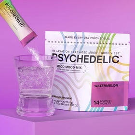 Good Mood Mix de Psychedelic Water sur un bureau