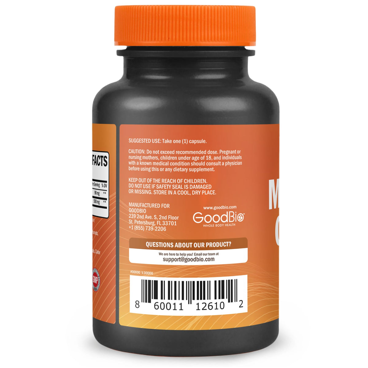 GOODBIO Magnésium Glycinate 500mg avec ingrédients listés