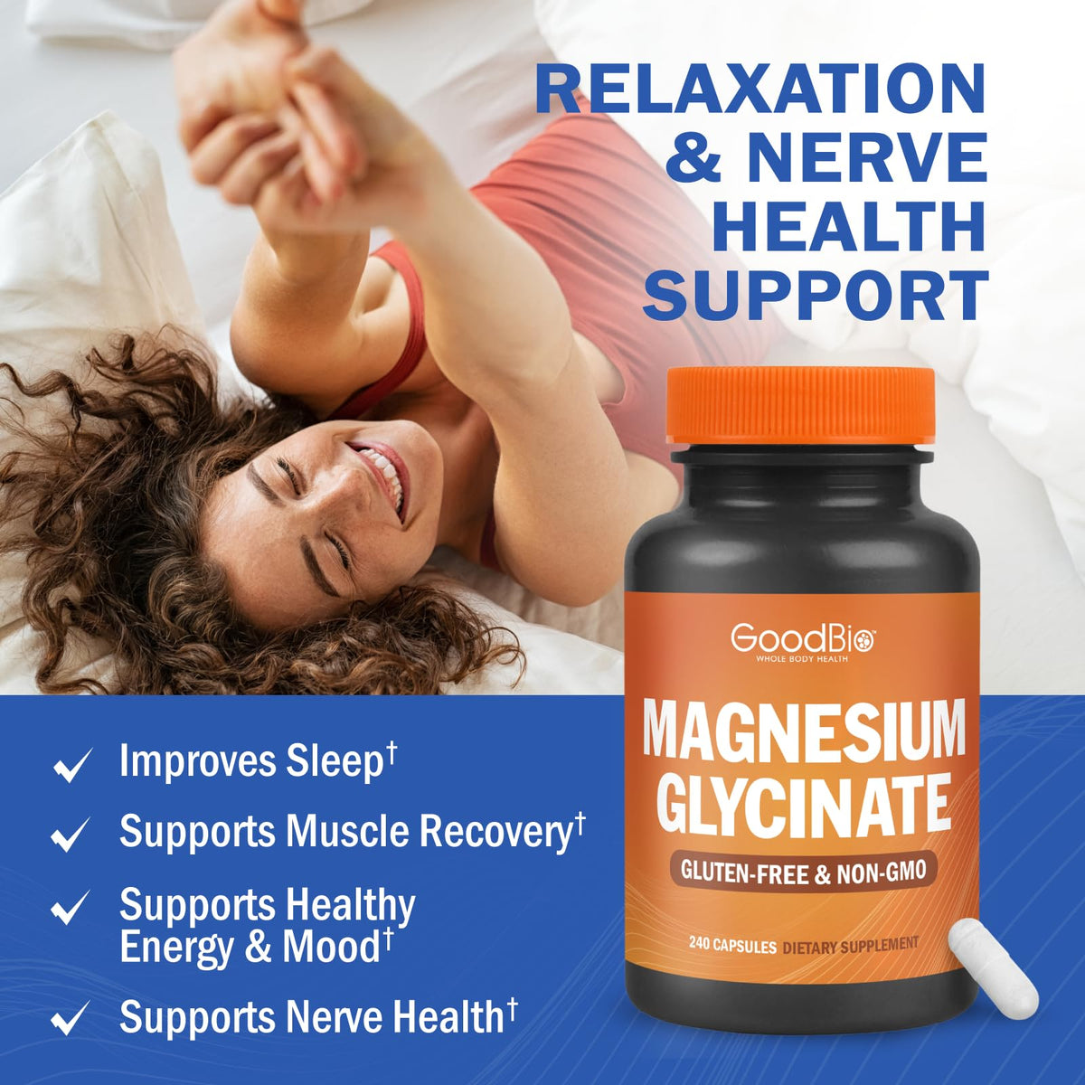 GOODBIO Magnésium Glycinate 500mg flacon ouvert