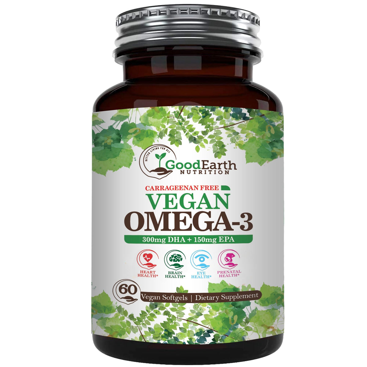 GoodEarth Nutrition Vegan Omega 3 60 gélules végétales avec emballage