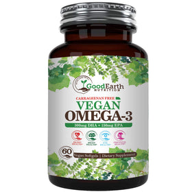 GoodEarth Nutrition Vegan Omega 3 60 gélules végétales avec emballage