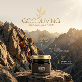 GoodLiving Résine de Shilajit Himalayen 30g avec tasse de thé