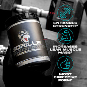 Gorilla Mind créatine monohydrate poudre micronisée dans un verre avec de l'eau