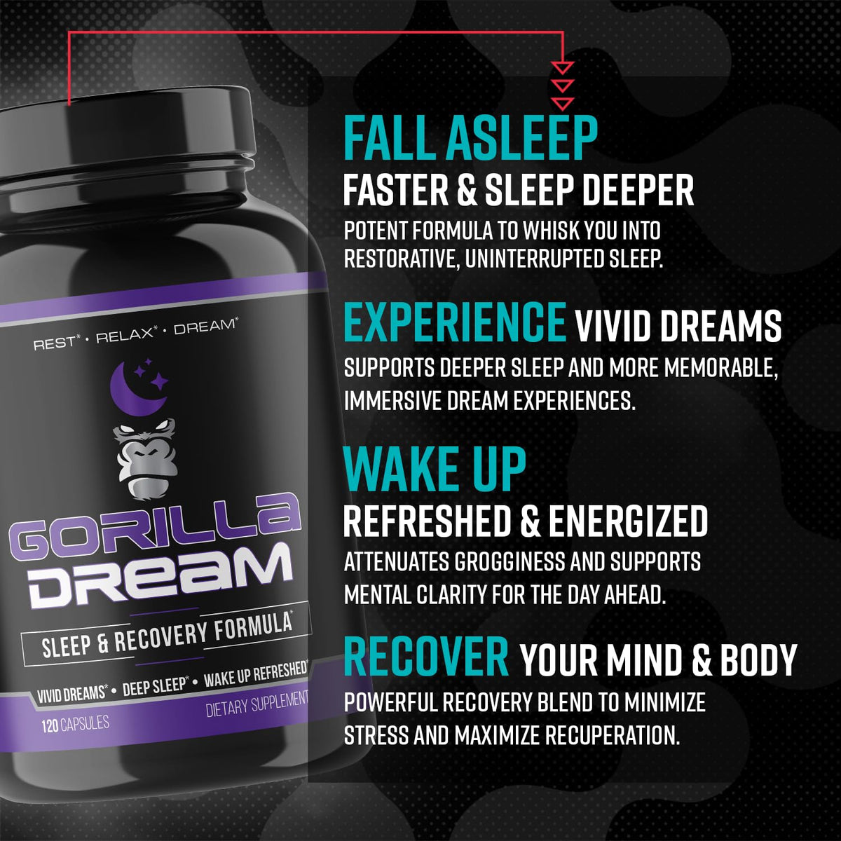 Gorilla Mind Dream Complément Sommeil 120 Capsules contenant des capsules
