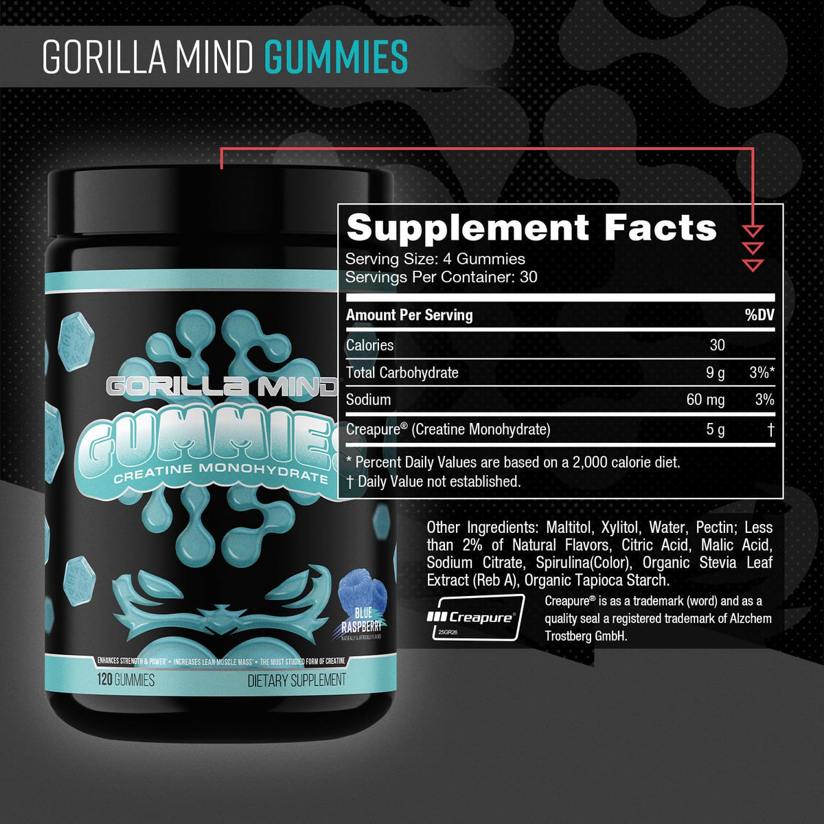 Gorilla Mind Gummies Créatine 5g détail des gummies