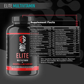 Gorilla Mind Multi-Vitamine Quotidienne bouteille ouverte avec capsules