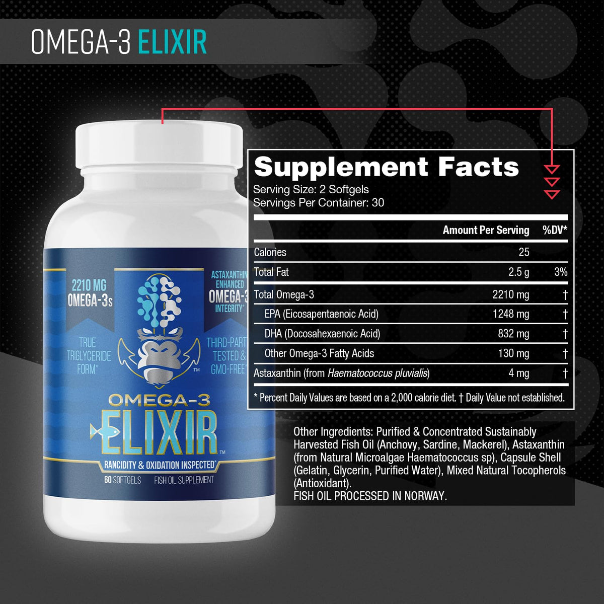 Gorilla Mind Omega-3 Elixir 2210mg gélules de poisson
