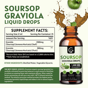 GORNVB Graviola Soursop Gouttes Liquides 1800mg Flacon arrière