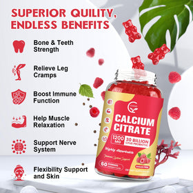 GORNVB Gummies Calcium Citrate 1200 mg, mise en scène avec des accessoires de santé