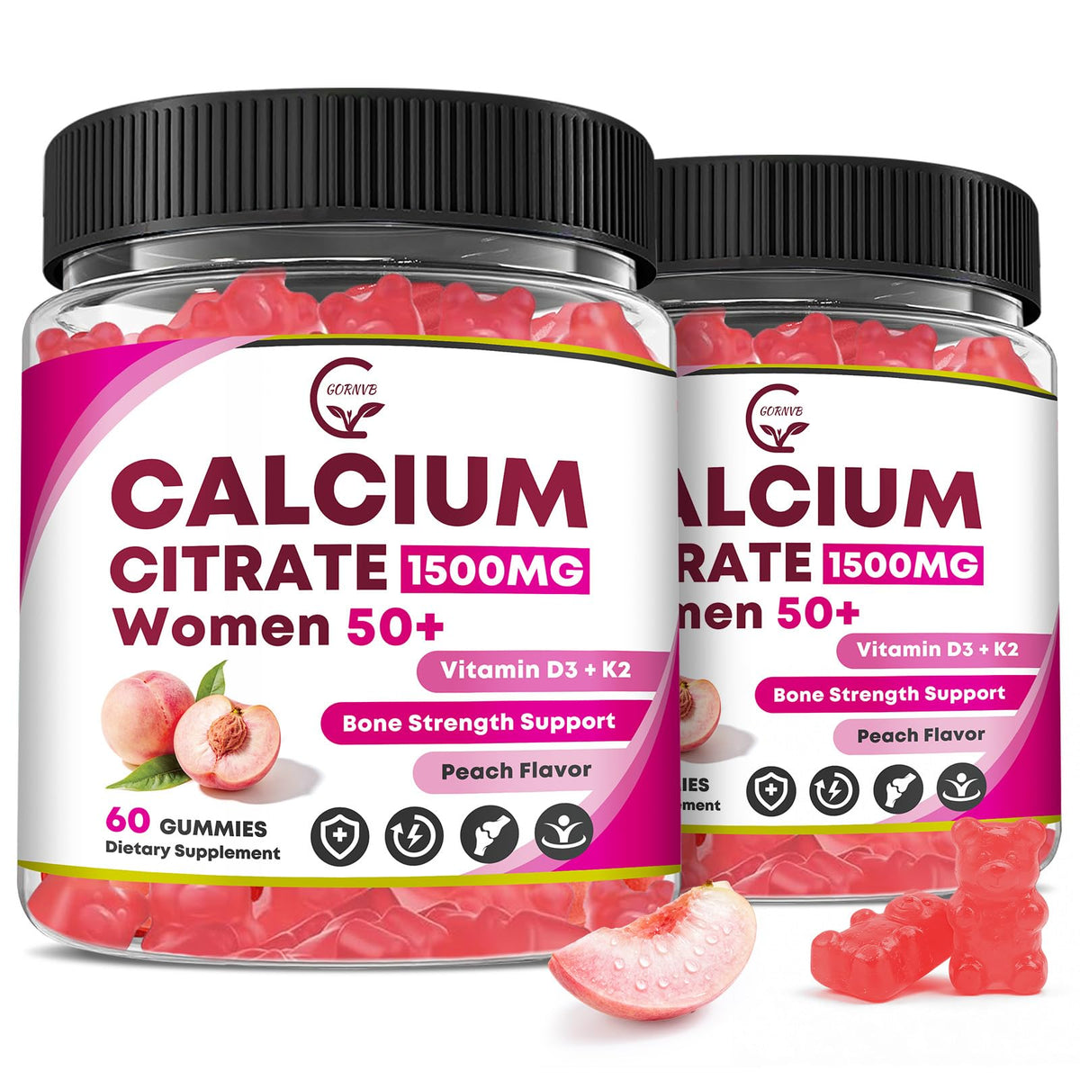 GORNVB Gummies Calcium Citrate 1500 mg avec Vitamine D3 K2 emballage avant