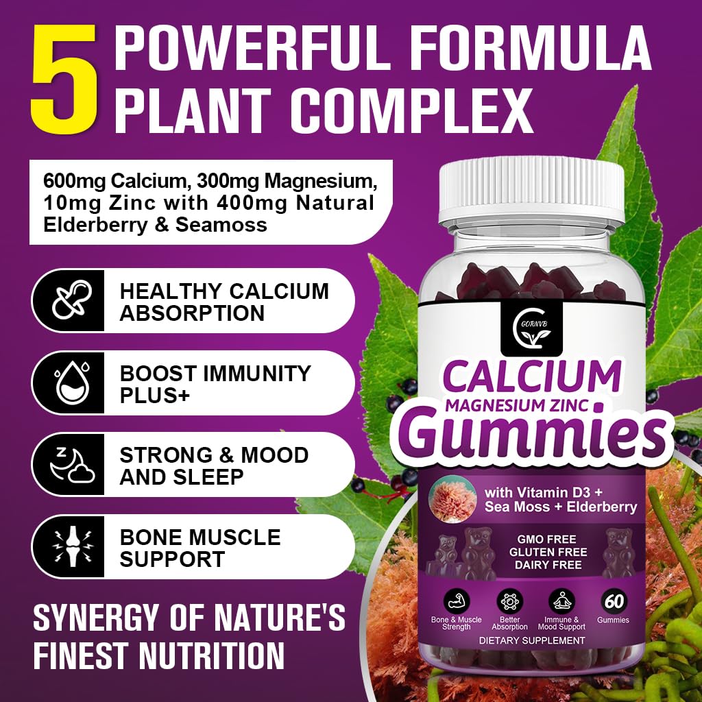 GORNVB Gummies Calcium Magnésium Zinc avec étiquette nutritionnelle