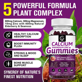 GORNVB Gummies Calcium Magnésium Zinc avec étiquette nutritionnelle