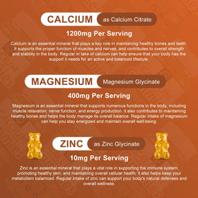 GORNVB Gummies de Calcium 1200mg sur une table avec une main prenant une gummy