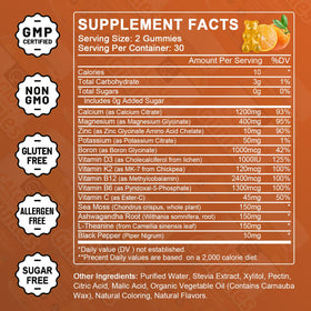 GORNVB Gummies de Calcium 1200mg vue de côté avec gummies visibles