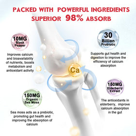 GORNVB Gummies de Calcium, ingrédients principaux sur l'emballage