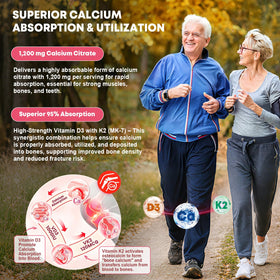 GORNVB Gummies de Citrate de Calcium 1200 mg avec vitamines D3 et K2