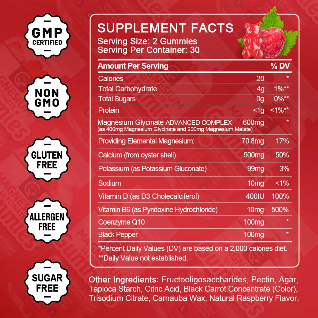 GORNVB Gummies de Glycinate de Magnésium 400mg, gummies en forme amusante