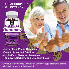 GORNVB Gummies Glucosamine Chondroitin avec étiquette détaillant les ingrédients