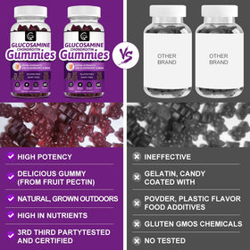 GORNVB Gummies Glucosamine Chondroitin dans une cuisine près d'une bouteille d'eau