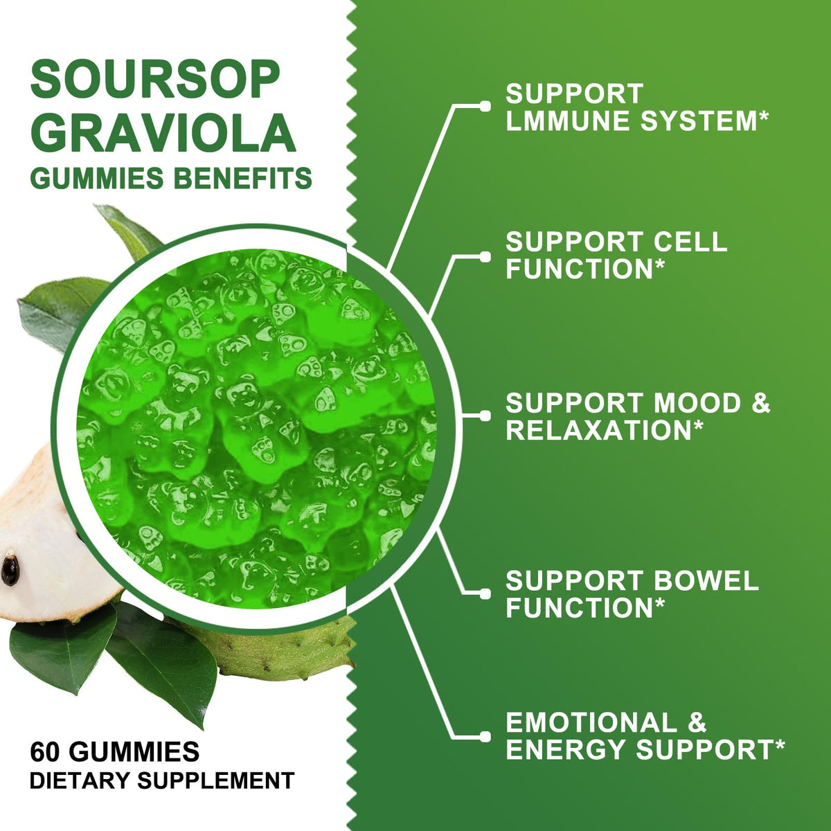 GORNVB Gummies Graviola Bio 2200mg avec extrait d'algue marine