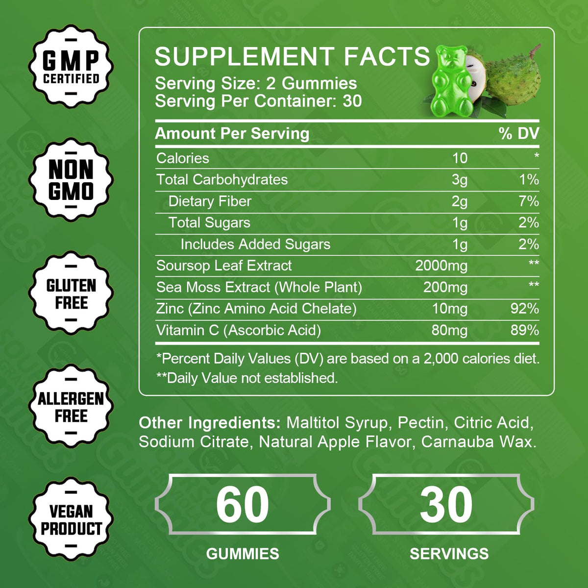 GORNVB Gummies Graviola Bio 2200mg présentation des gummies en forme amusante