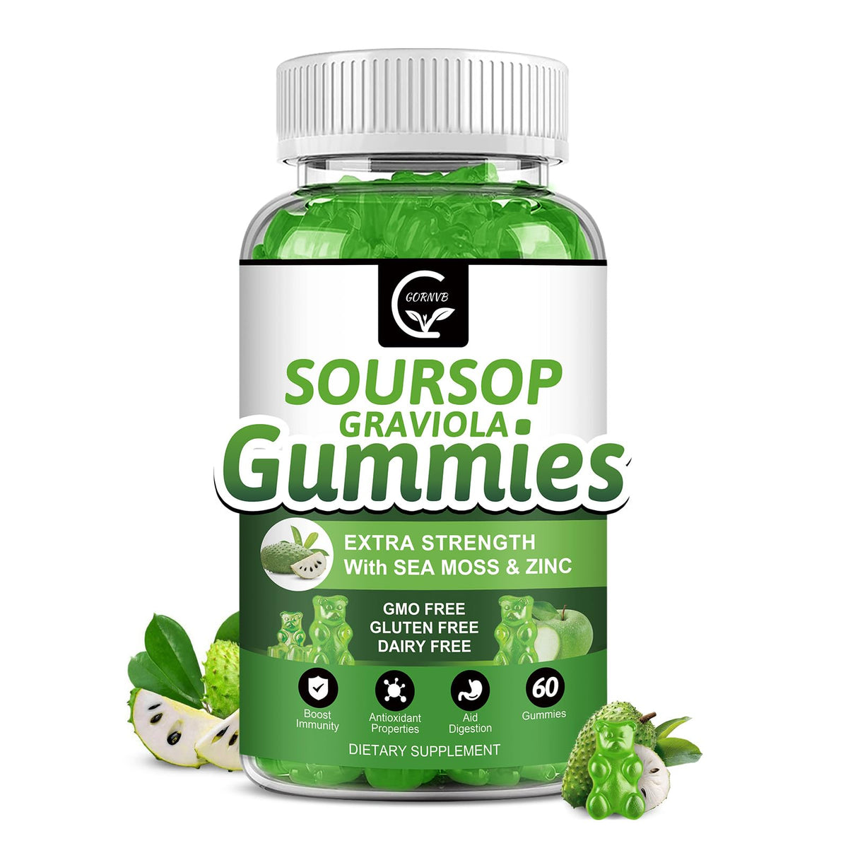 GORNVB Gummies Graviola Bio 2200mg vue de face avec emballage