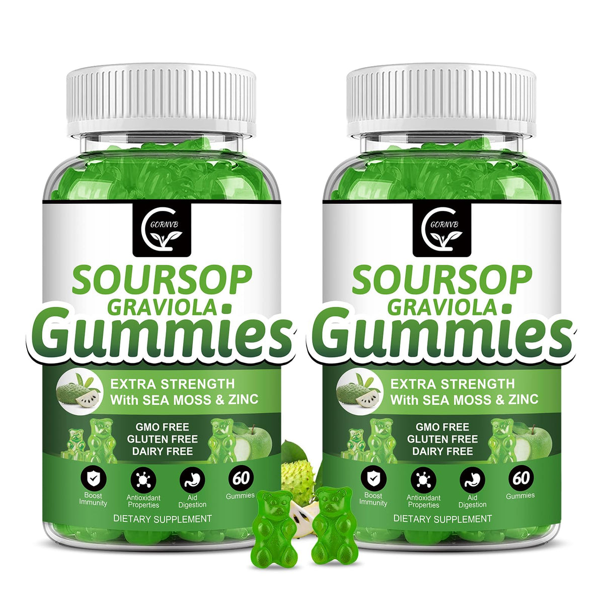 GORNVB Gummies Graviola Soursop 2200mg pot de 120 gummies