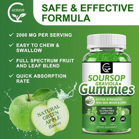 GORNVB Gummies Graviola Soursop avec un fond coloré