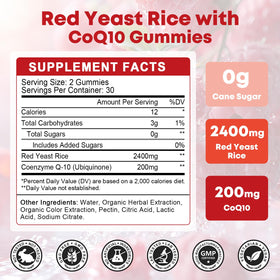 GORNVB gummies Riz de Levure Rouge et CoQ10 avec dosage affiché