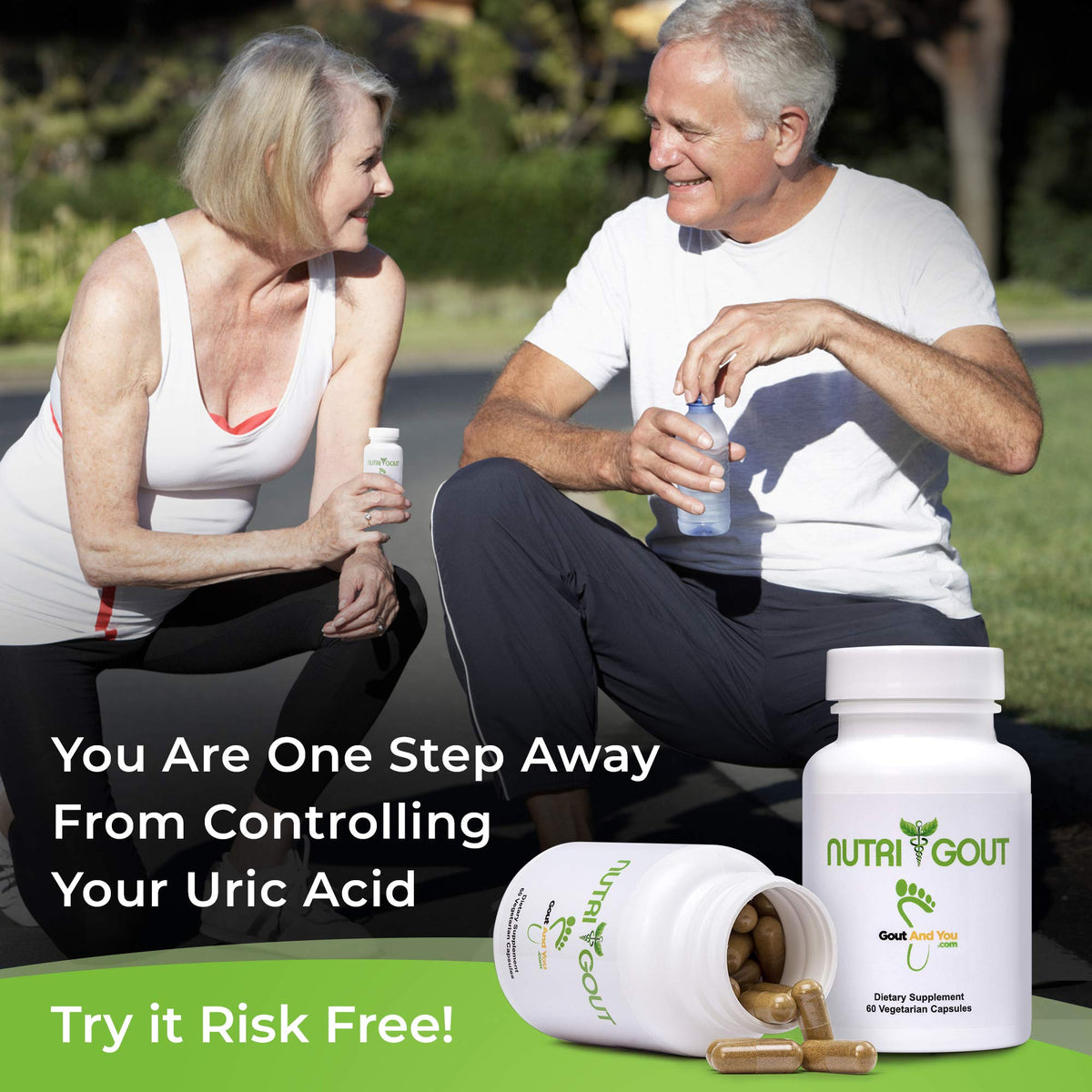 Gout and You NutriGout 500 mg capsules on a table