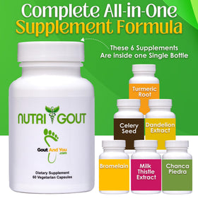 Gout and You NutriGout capsules with water glass