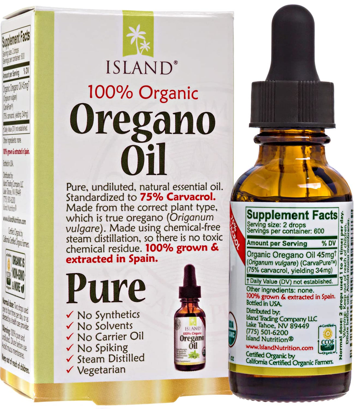 Goutte d'huile d'origan bio sur une cuillère en bois