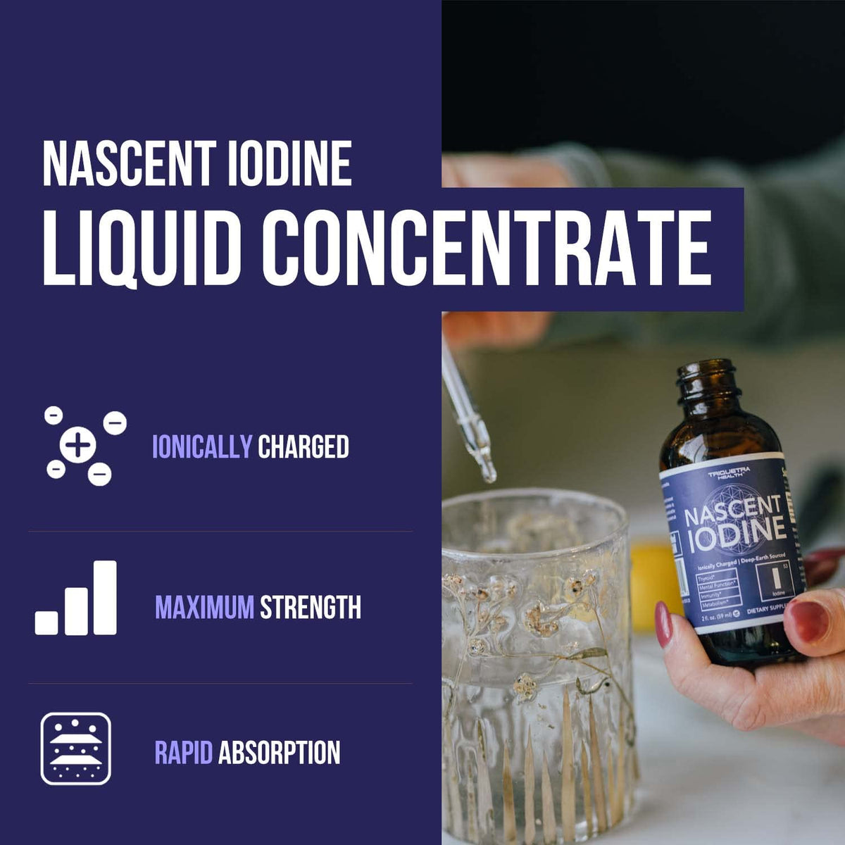 Goutte de complément alimentaire Iode Nascent avec dosage de 600 mcg
