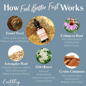 Goutte de Feel Better Fast d'Earthley Wellness sur une cuillère