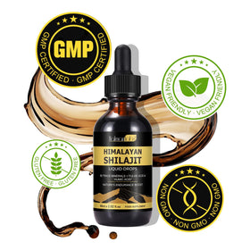 Goutte de résine de Shilajit sur une cuillère