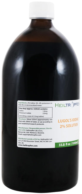 Goutte de solution de Lugol 2% sur un fond blanc