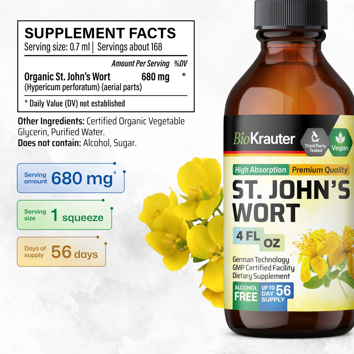 Goutte de teinture de millepertuis BIO KRAUTER sur une cuillère