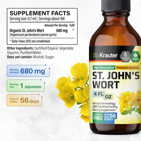 Goutte de teinture de millepertuis BIO KRAUTER sur une cuillère