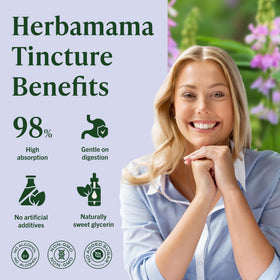 Goutte de teinture HERBAMAMA sur une cuillère