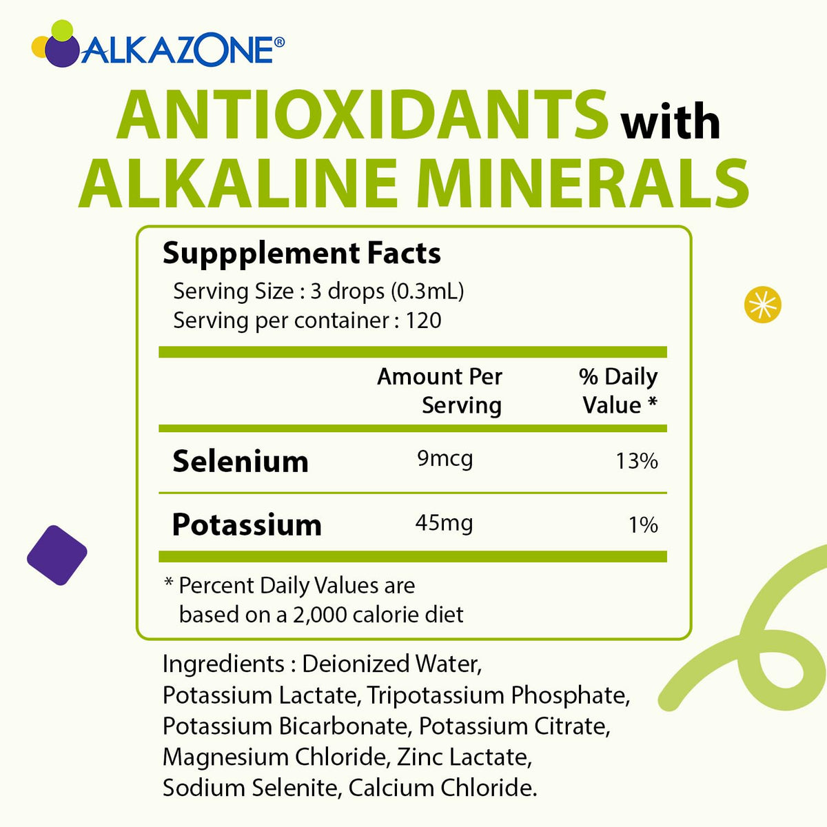 Gouttes Alcalin Minéral d'Alkazone sur un fond blanc