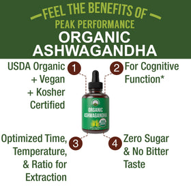 Gouttes Ashwagandha Peak Performance avec étiquette