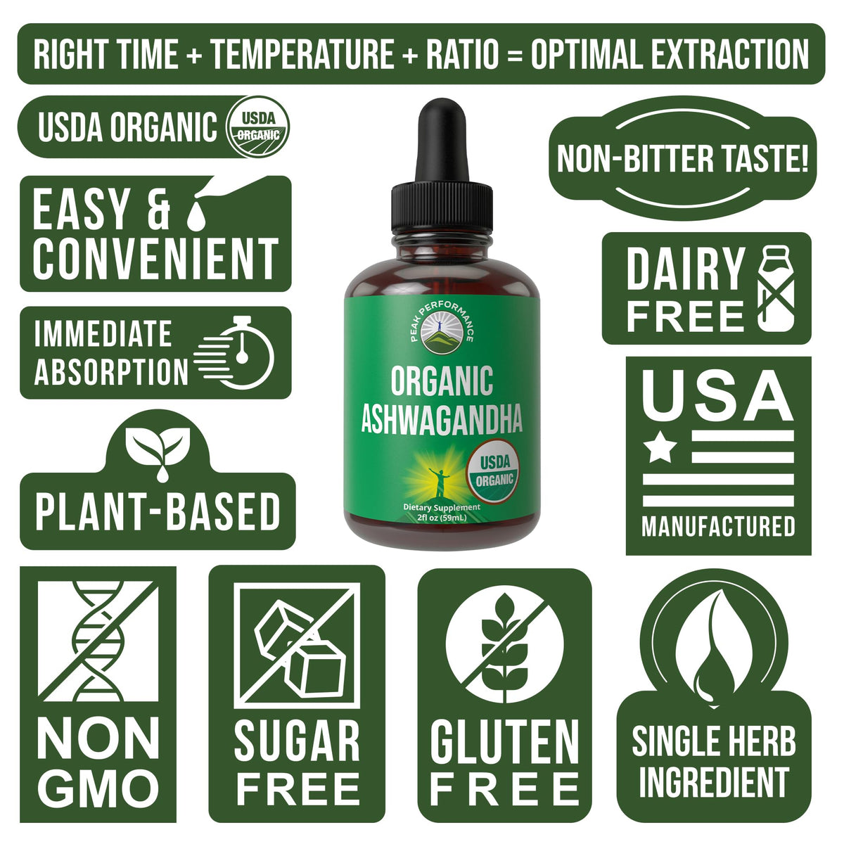 Gouttes Ashwagandha Peak Performance en milieu de vie active