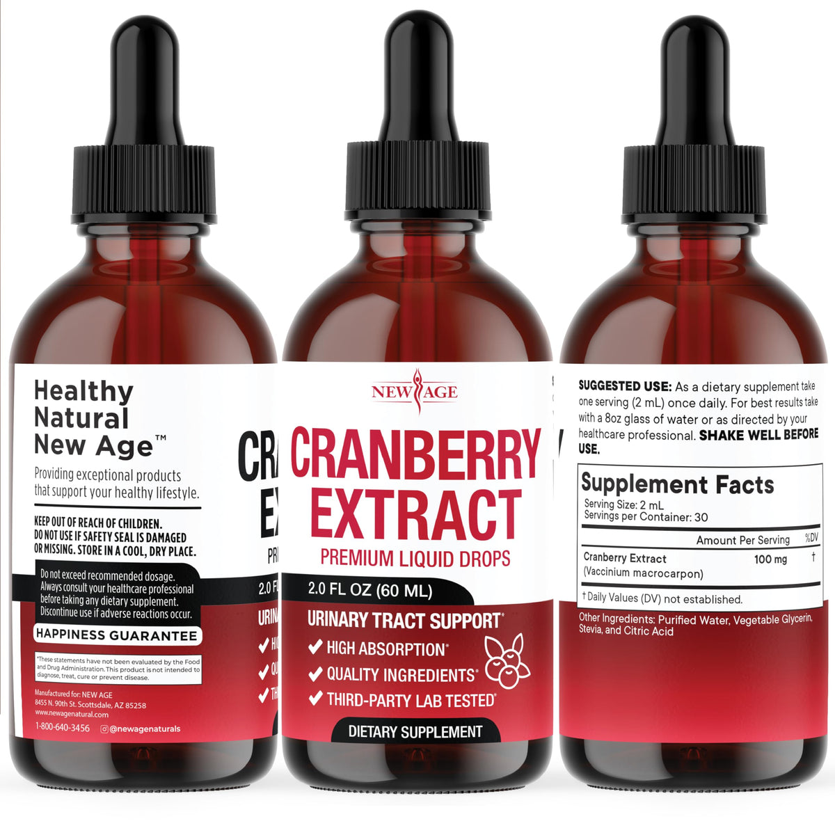 Gouttes concentrées de cranberry NEW AGE avec des ingrédients naturels