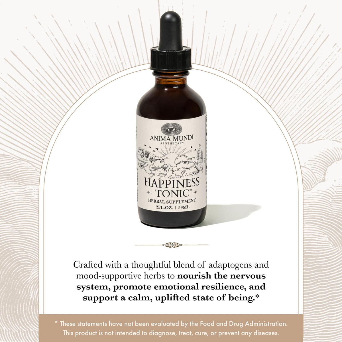 Gouttes d'Ashwagandha Anima Mundi sur fond naturel