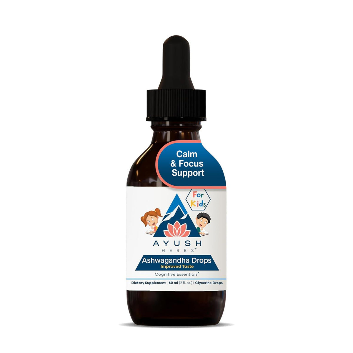 Gouttes d'Ashwagandha Ayush Herbs flacon avant avec étiquette